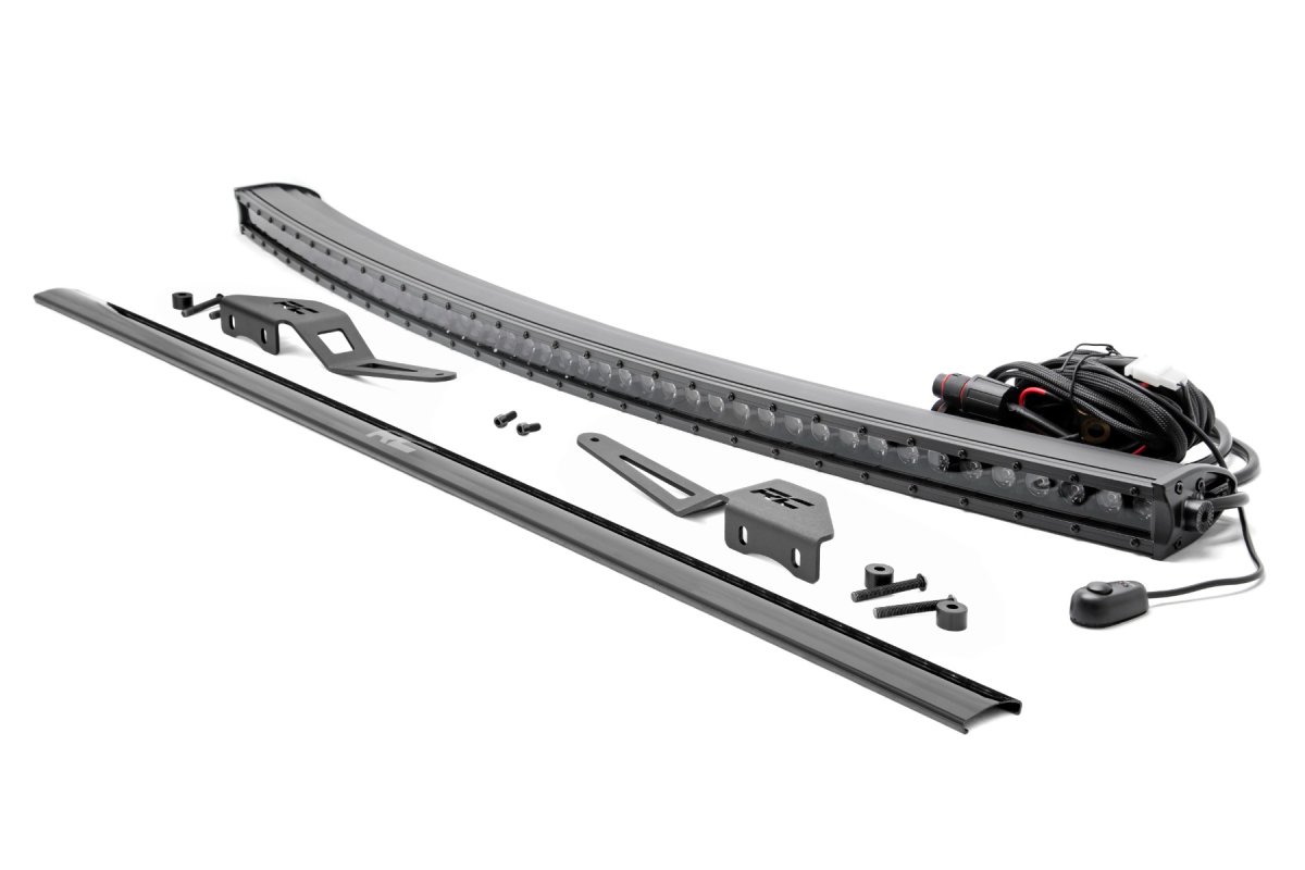 Toyota FJ Cruiser LED Light Kit - Roof Mount - Rough Country - 50 Inch Curved | Single Row | Black Series - Black - '07-'14